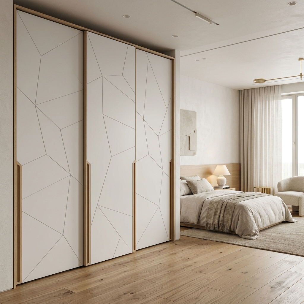 Современный шкаф-купе с геометрией фасада