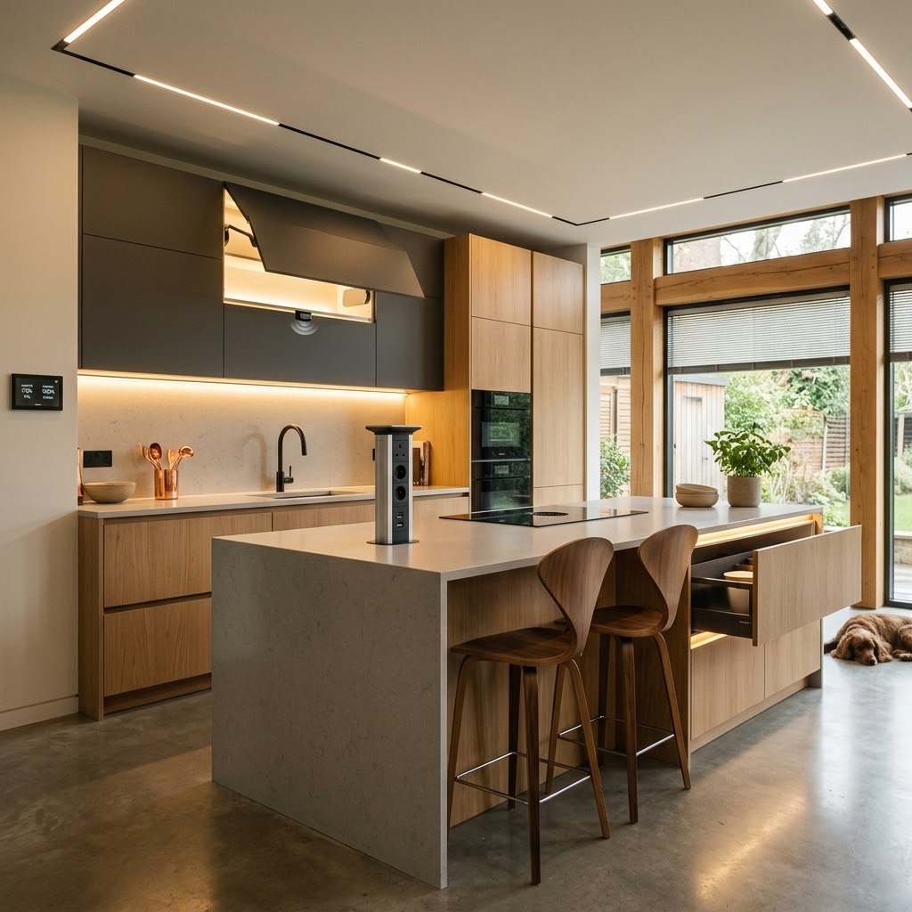 Умная кухня под умный дом: подсветка, электроприводы, сенсоры и розетки — что закладывать на этапе проекта