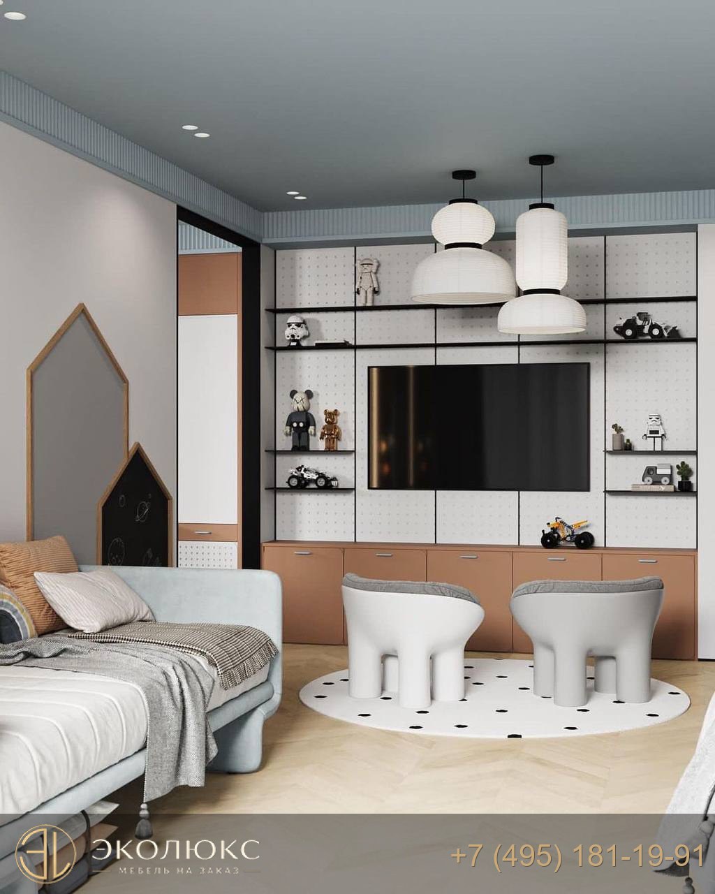 Современная мебель для двоих детей с рабочей зоной